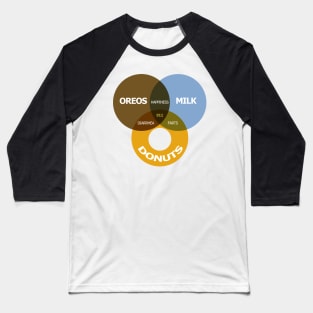 Oreos, Milk and Donuts Baseball T-Shirt